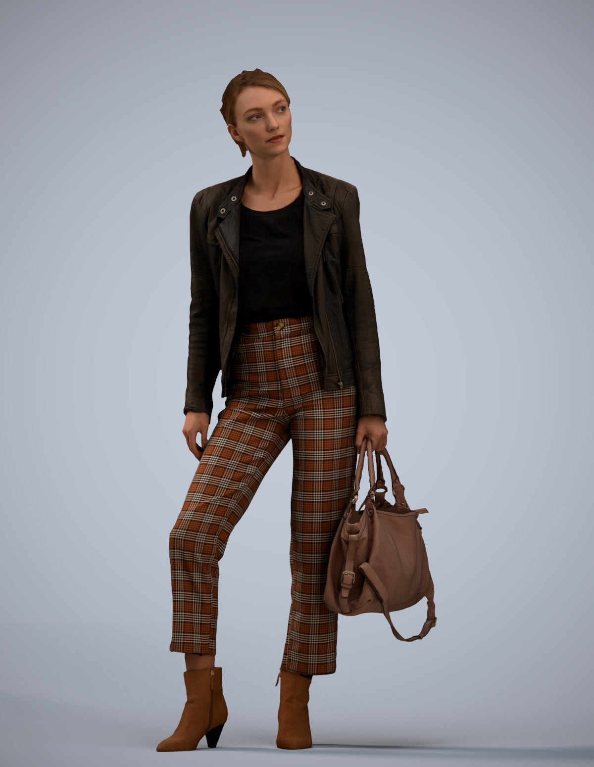 realistic 3D human woman business standing, archviz people FBX OBJ for Blender