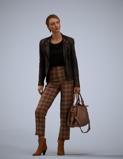 realistic 3D human woman business standing, archviz people FBX OBJ for Blender