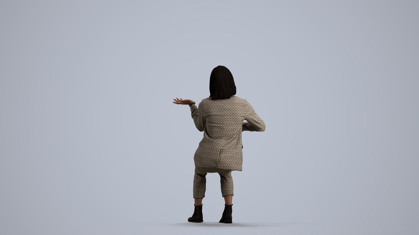 realistic 3D woman business, scanned archviz people for Blender and 3ds Max, front view render