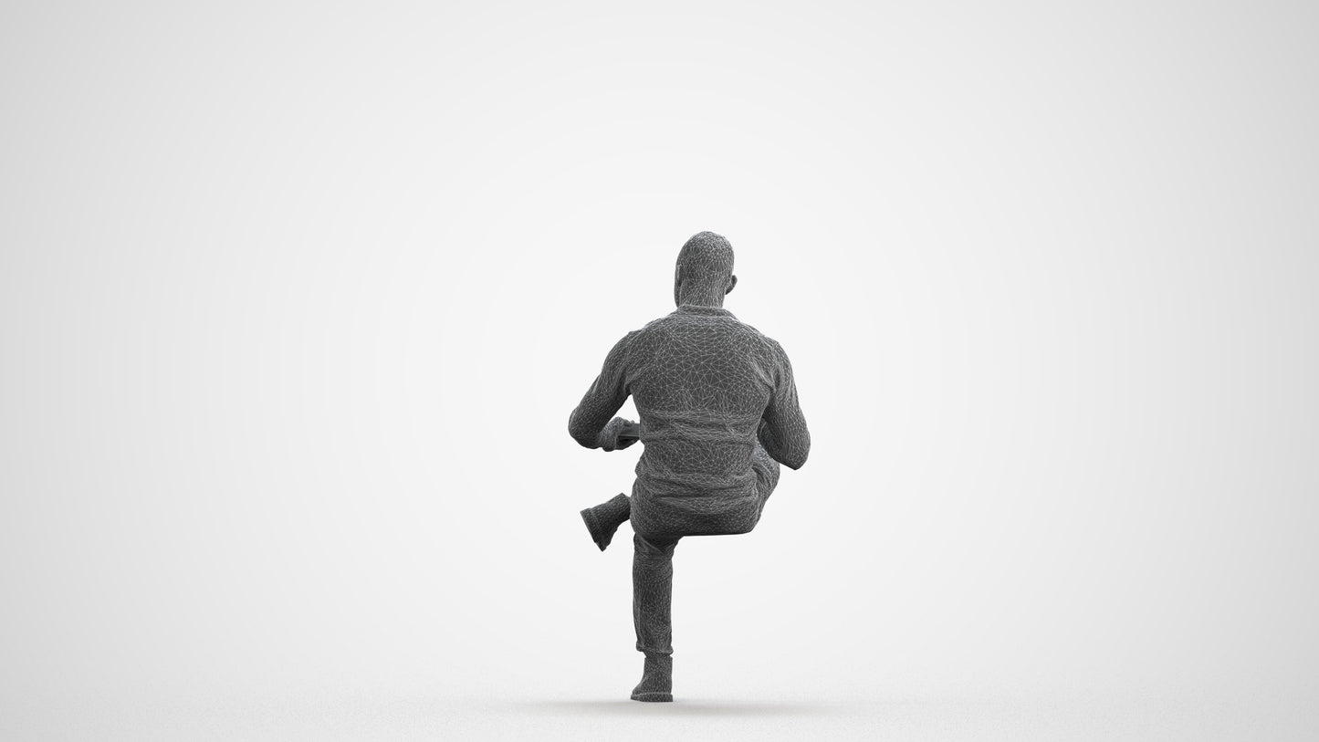realistic 3D man casual sitting, scanned archviz people for Blender and 3ds Max, wireframe front view