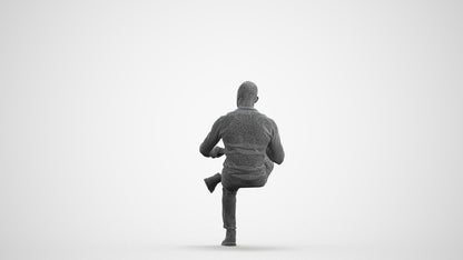 realistic 3D man casual sitting, scanned archviz people for Blender and 3ds Max, wireframe front view