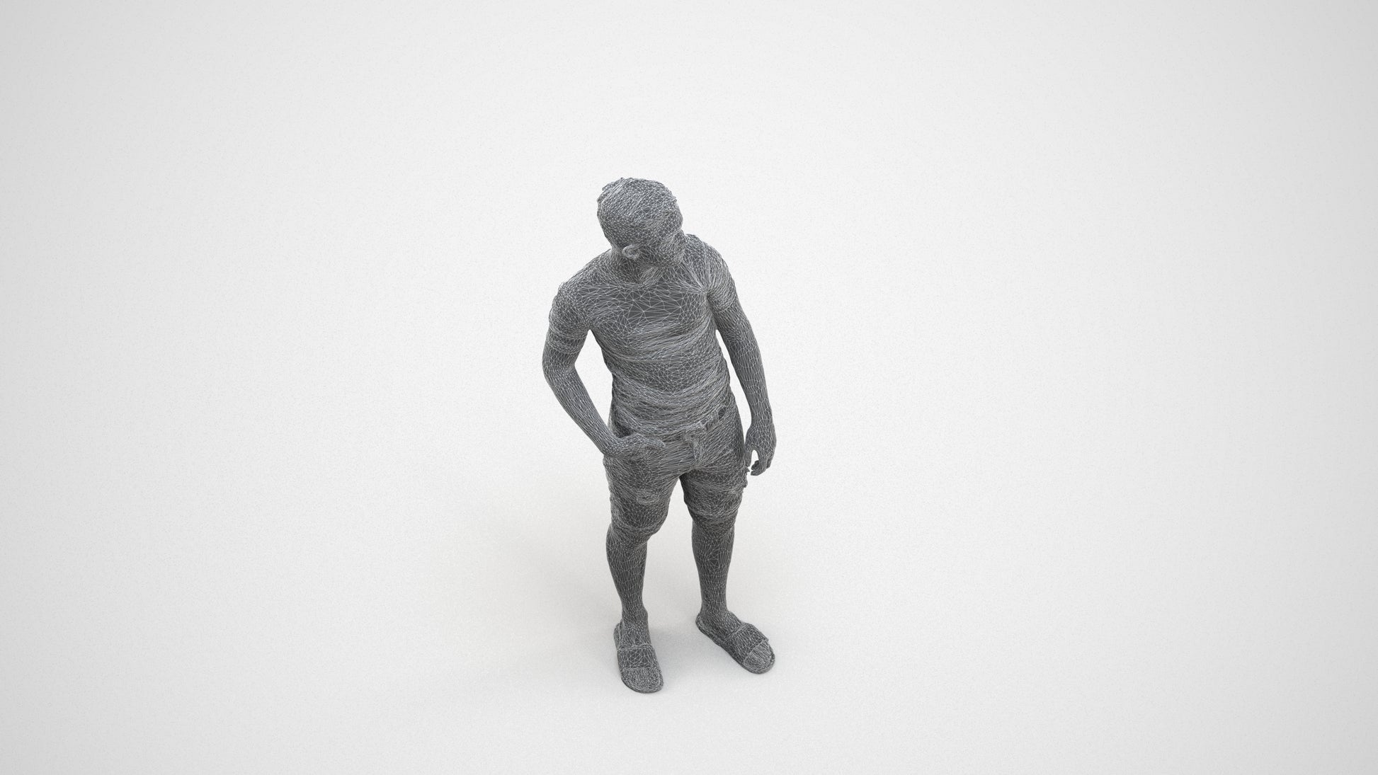 realistic 3D boy casual kids, scanned archviz people for Blender and 3ds Max, wireframe three-quarter view