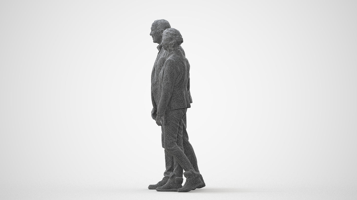 3D people model senior woman casual couple, scanned human for 3ds Max rendering, square thumbnail