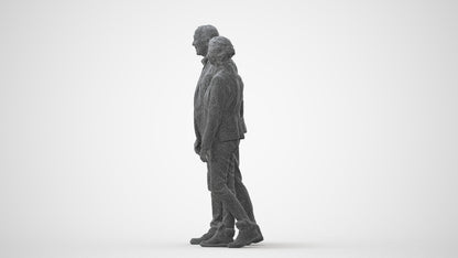 3D people model senior woman casual couple, scanned human for 3ds Max rendering, square thumbnail