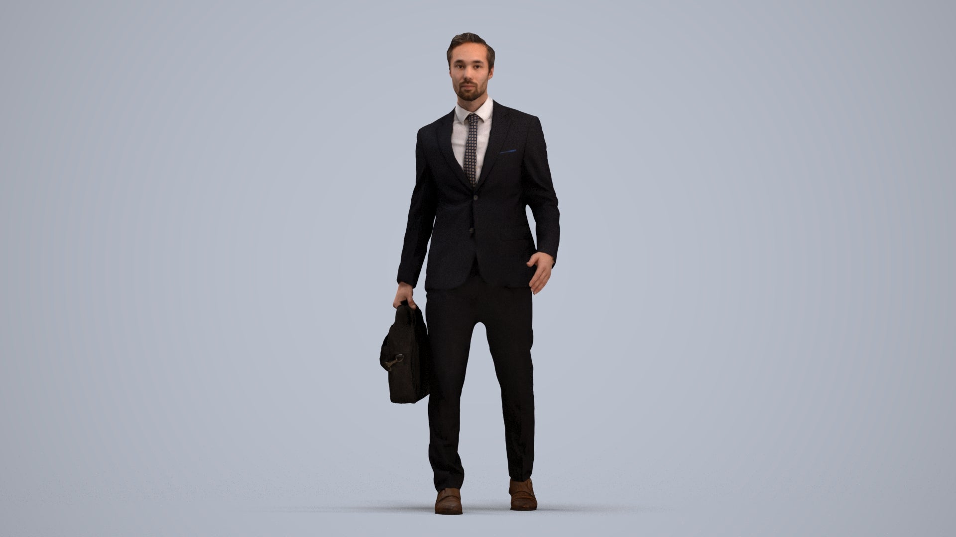 scanned 3D man formal business, photogrammetry people for Enscape and V-Ray, standing pose render