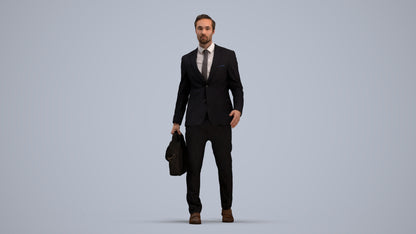 scanned 3D man formal business, photogrammetry people for Enscape and V-Ray, standing pose render