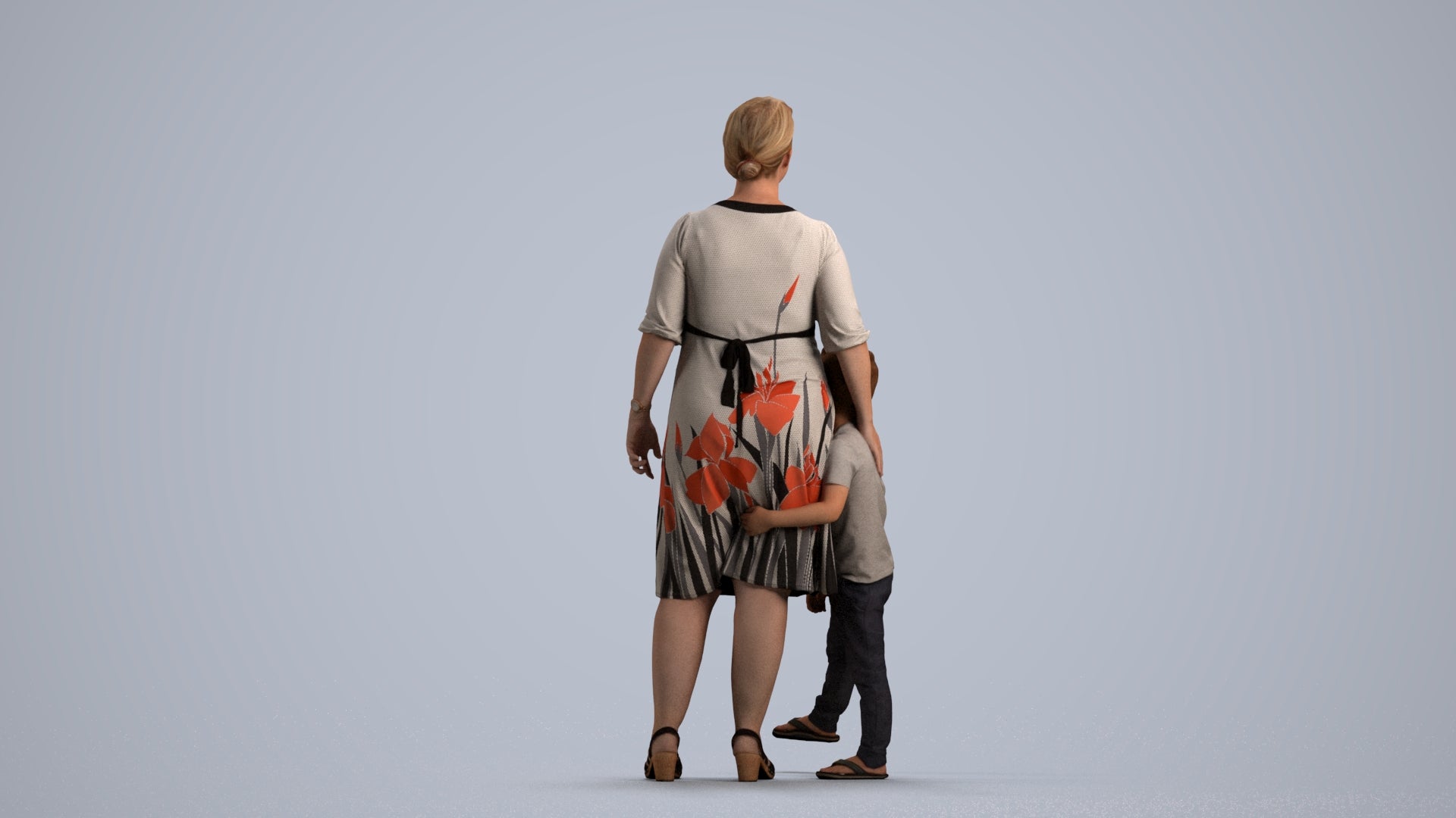 photogrammetry 3D girl casual kids, realistic human model archviz FBX, front view render