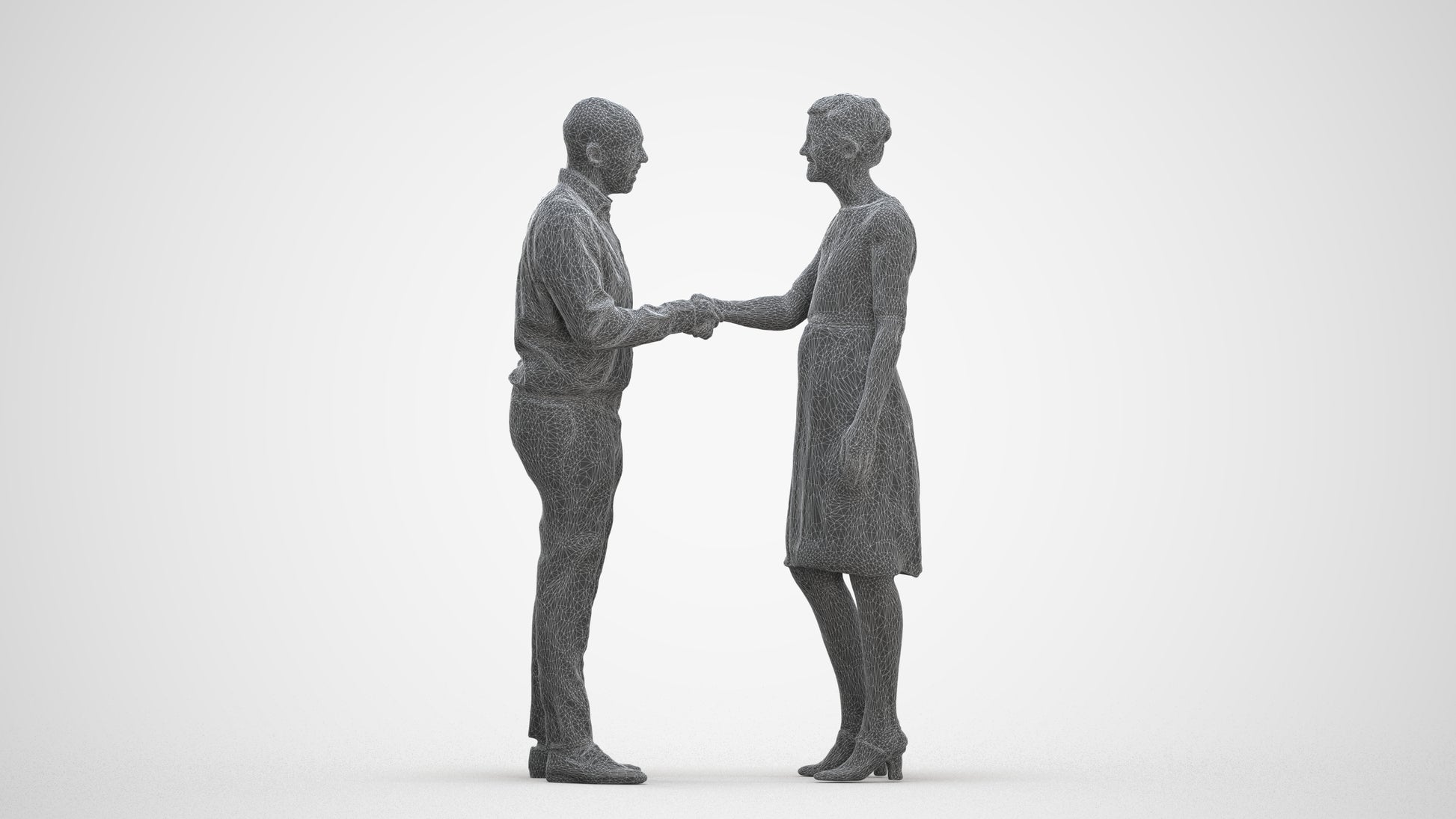 scanned 3D woman business, photogrammetry people for Enscape and V-Ray, three-quarter front view render