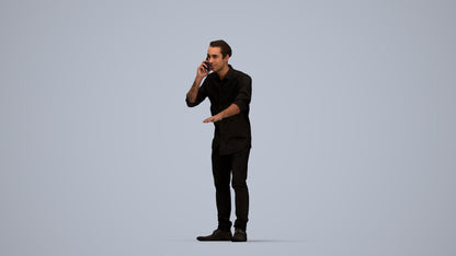 3D people model man casual standing, scanned human for 3ds Max rendering, top-down view render