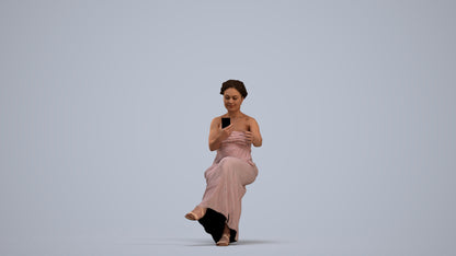 realistic 3D human woman casual sitting, archviz people FBX OBJ for Blender, standing pose render