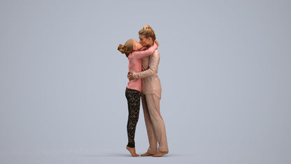 3D human model girl kids, photogrammetry scanned person for archviz, standing pose render