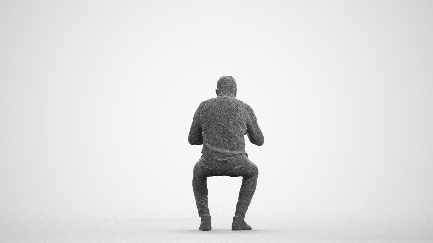 3D people model man casual business, scanned human for 3ds Max rendering, wireframe front view