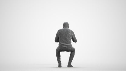 3D people model man casual business, scanned human for 3ds Max rendering, wireframe front view