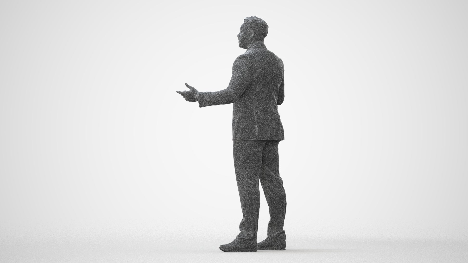 3D human model man business, photogrammetry scanned person for archviz, square thumbnail