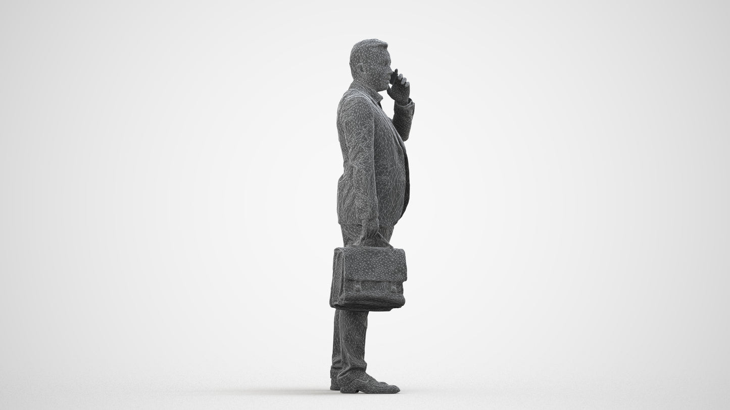 photogrammetry 3D man business, realistic human model archviz FBX, wireframe side view