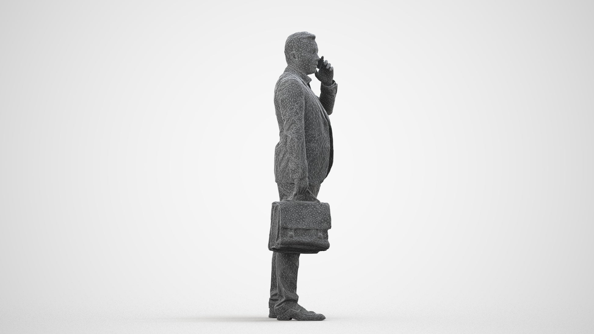 photogrammetry 3D man business, realistic human model archviz FBX, wireframe side view