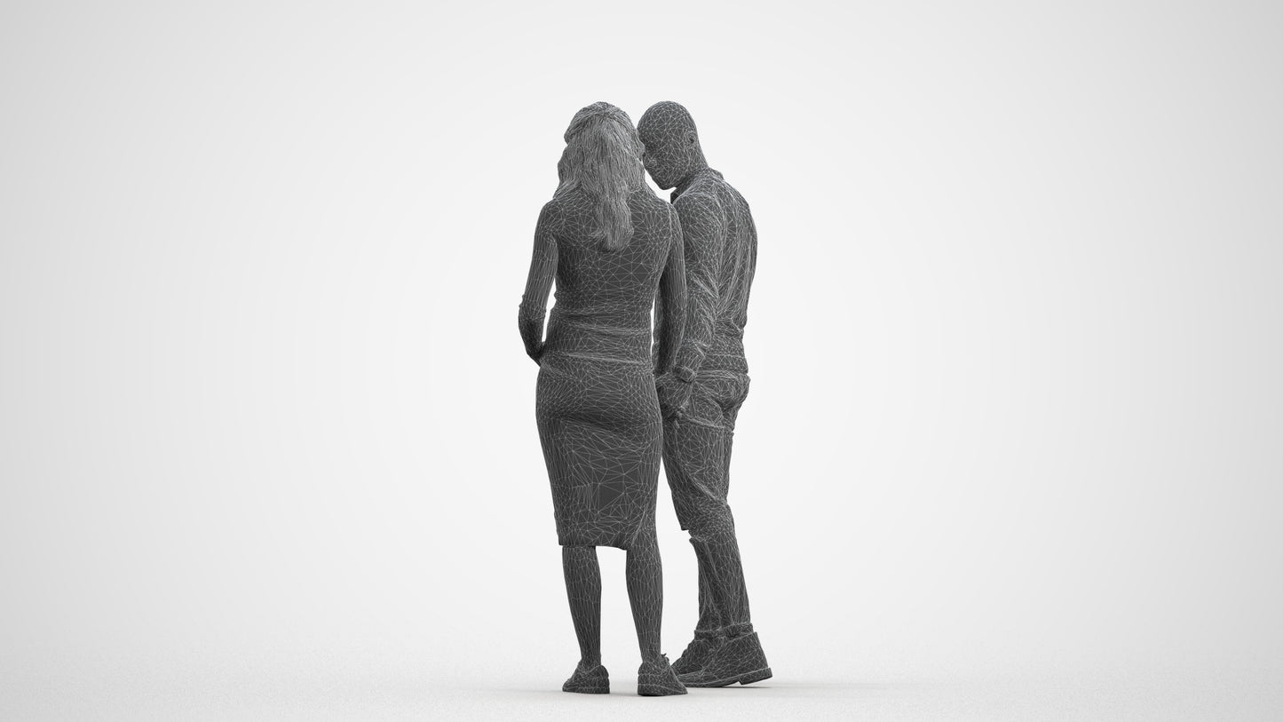 3D human model woman casual kids, photogrammetry scanned person for archviz, wireframe front view