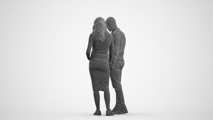 3D human model woman casual kids, photogrammetry scanned person for archviz, wireframe front view