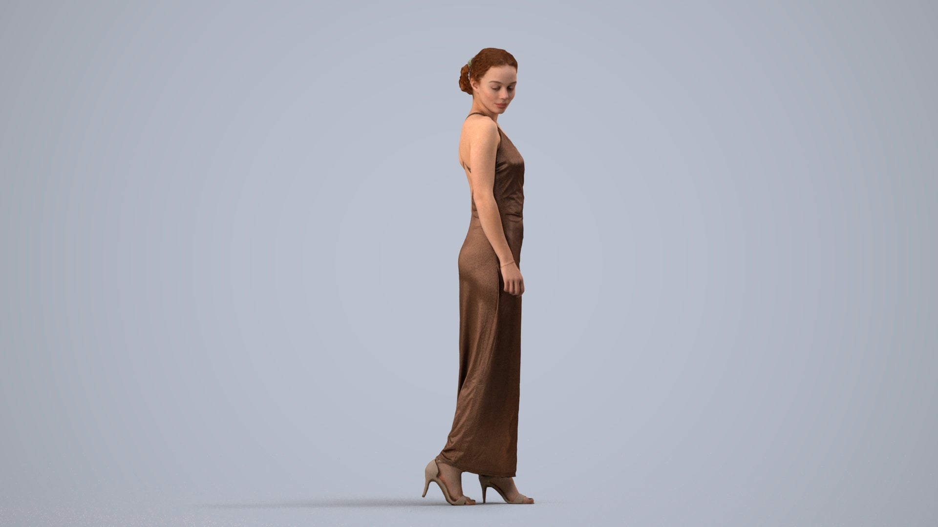 realistic 3D people woman formal formalaffairs, render-ready for V-Ray and Corona, FBX OBJ, side view render