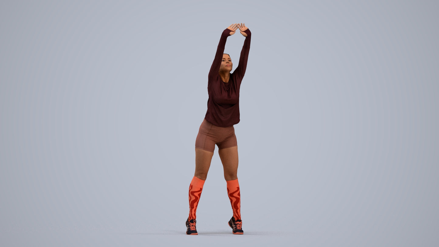3D scanned woman sport, photorealistic archviz people for Enscape and SketchUp, standing pose render