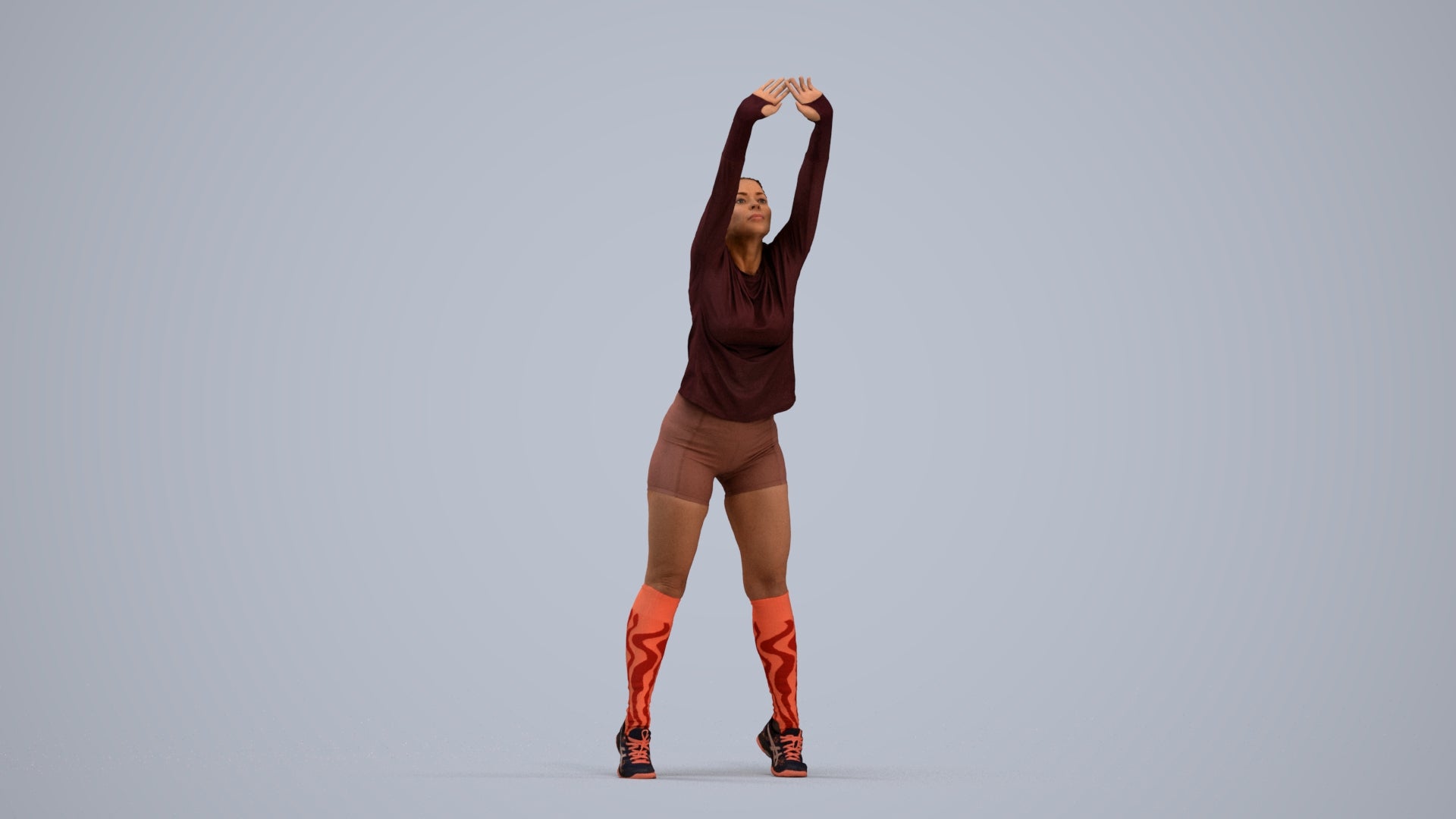 3D scanned woman sport, photorealistic archviz people for Enscape and SketchUp, standing pose render