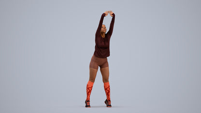 3D scanned woman sport, photorealistic archviz people for Enscape and SketchUp, standing pose render