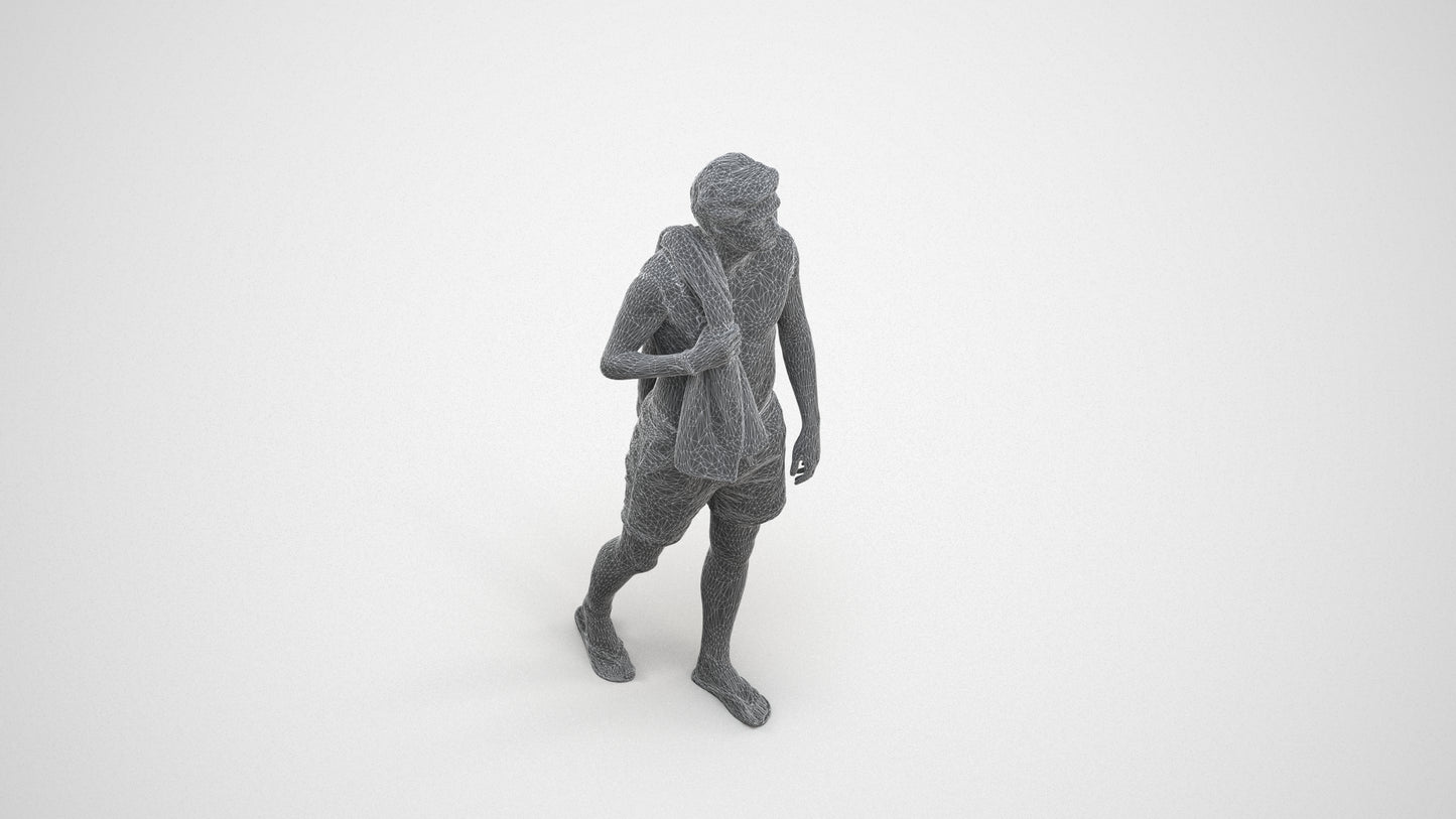 realistic 3D people man sport, render-ready for V-Ray and Corona, FBX OBJ, wireframe three-quarter view