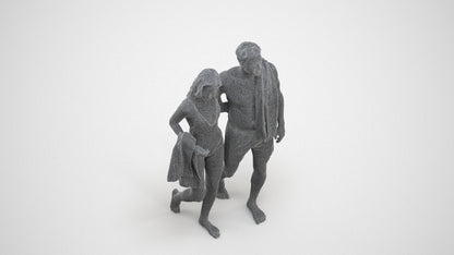 3D people model woman pool, scanned human for 3ds Max rendering, wireframe three-quarter view