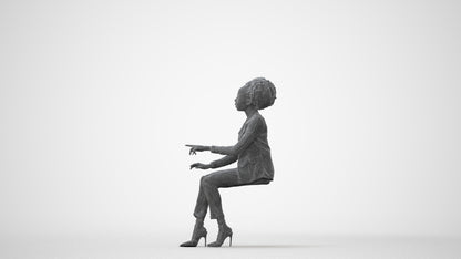 realistic 3D people woman business sitting, render-ready for V-Ray and Corona, FBX OBJ, square thumbnail