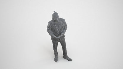 photogrammetry 3D man formal formalaffairs, realistic human model archviz FBX, wireframe three-quarter view
