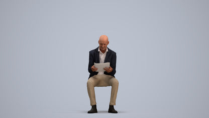 realistic 3D people senior man business, render-ready for V-Ray and Corona, FBX OBJ, standing pose render
