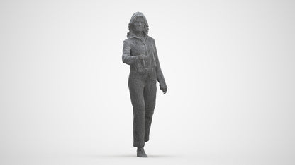 3D scanned woman door business, photorealistic archviz people for Enscape and SketchUp, three-quarter front view render