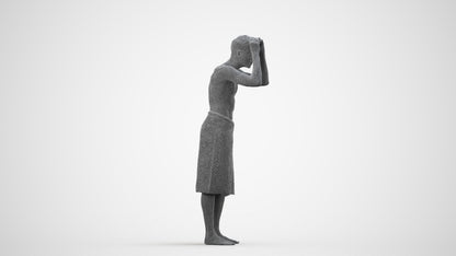 realistic 3D people man bathroom, render-ready for V-Ray and Corona, FBX OBJ, wireframe side view