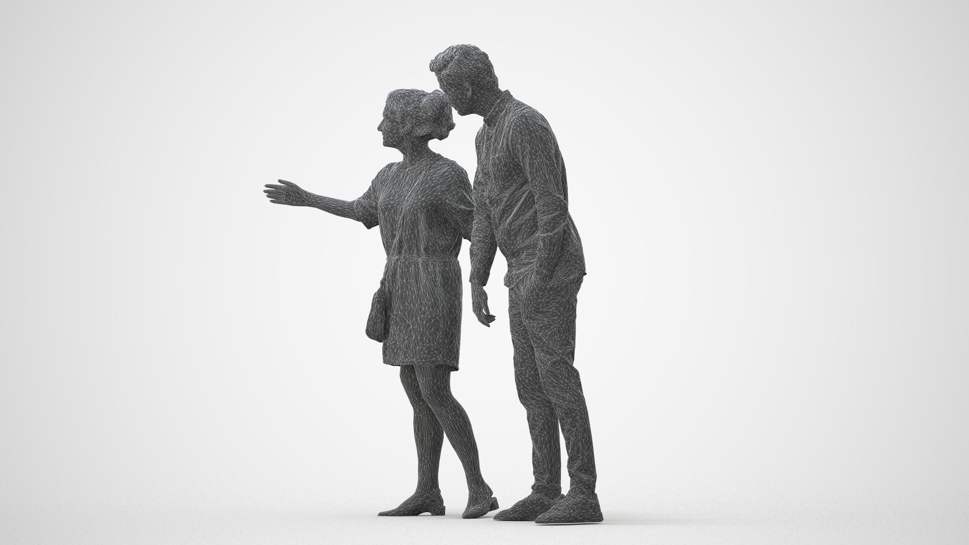 realistic 3D human woman casual couple, archviz people FBX OBJ for Blender, square thumbnail