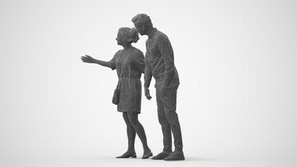realistic 3D human woman casual couple, archviz people FBX OBJ for Blender, square thumbnail