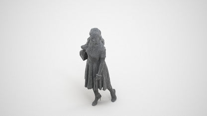 scanned 3D woman casual walking, photogrammetry people for Enscape and V-Ray, wireframe three-quarter view