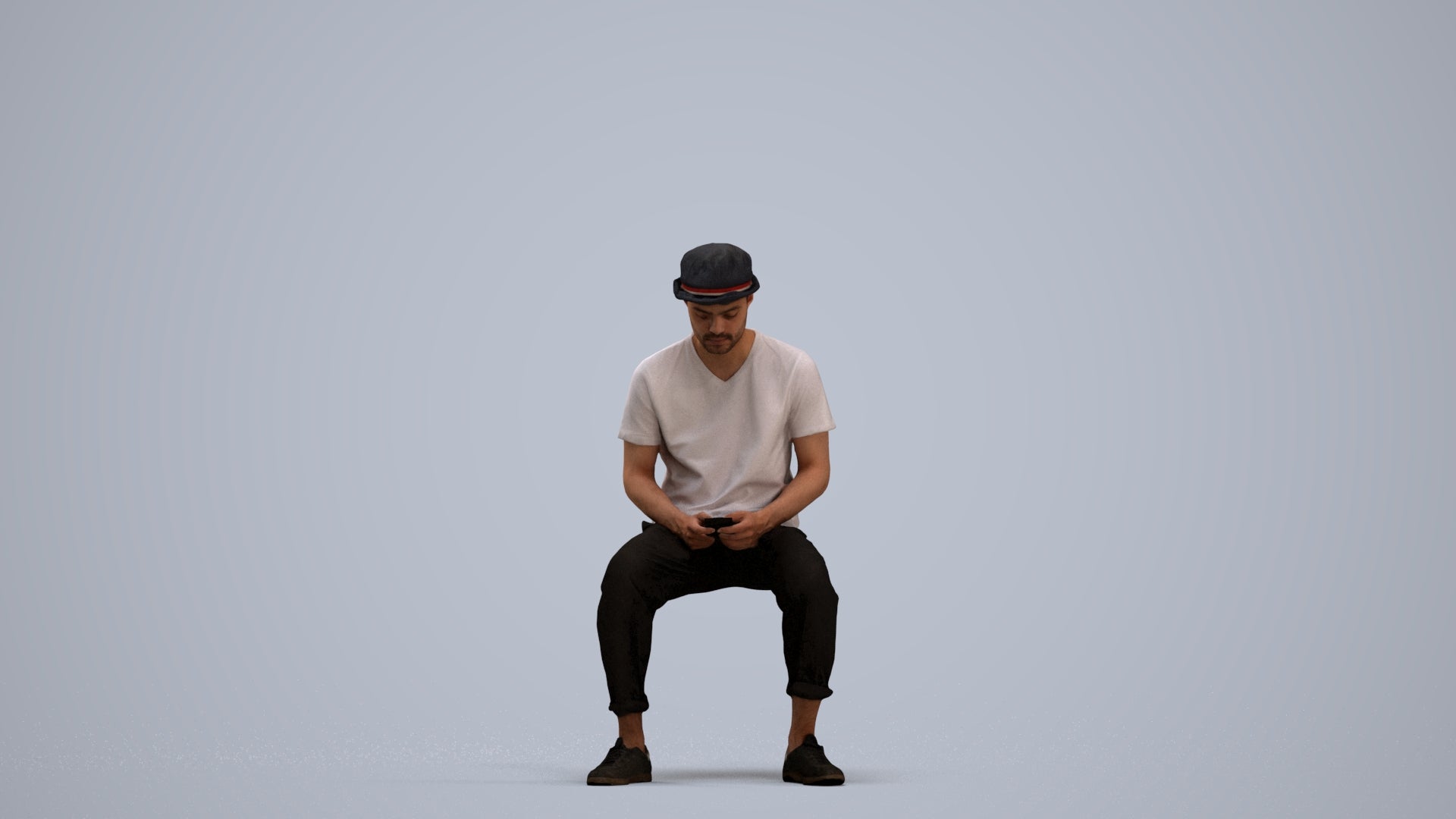 realistic 3D people man casual sitting, render-ready for V-Ray and Corona, FBX OBJ, standing pose render