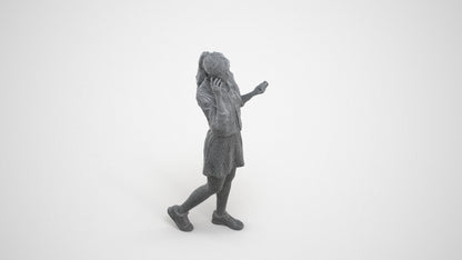 realistic 3D people woman casual walking, render-ready for V-Ray and Corona, FBX OBJ, wireframe three-quarter view