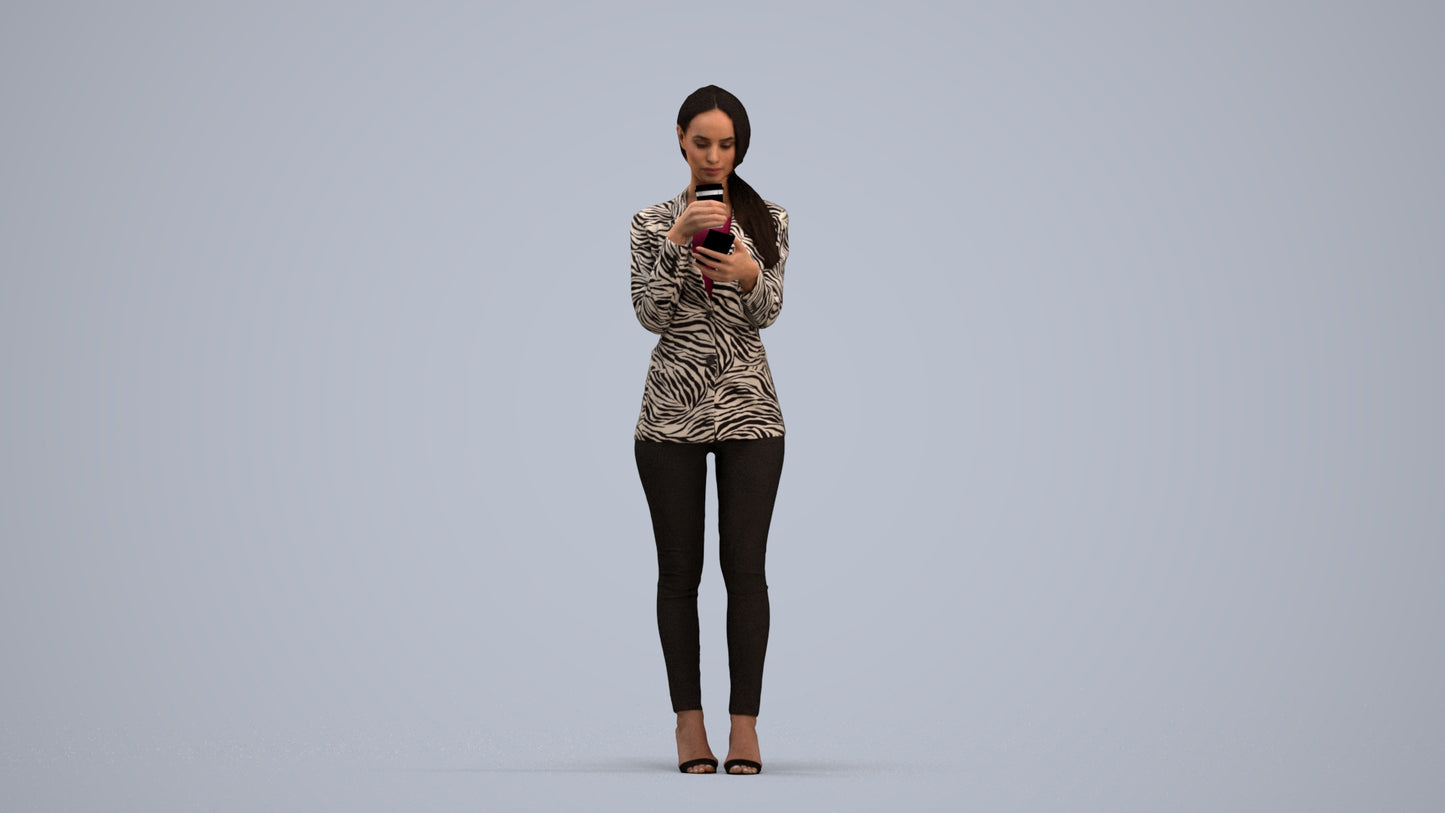 3D people model woman business standing, scanned human for 3ds Max rendering, standing pose render