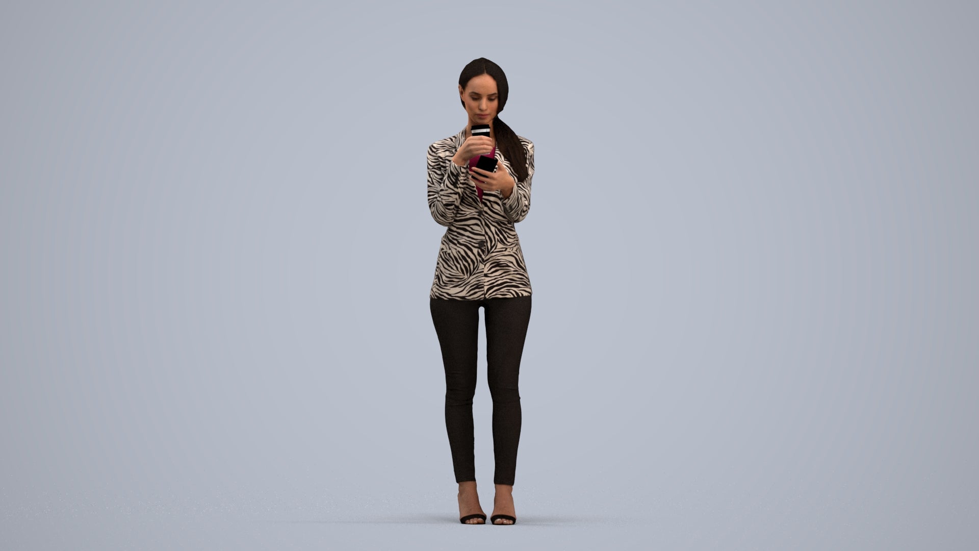 3D people model woman business standing, scanned human for 3ds Max rendering, standing pose render