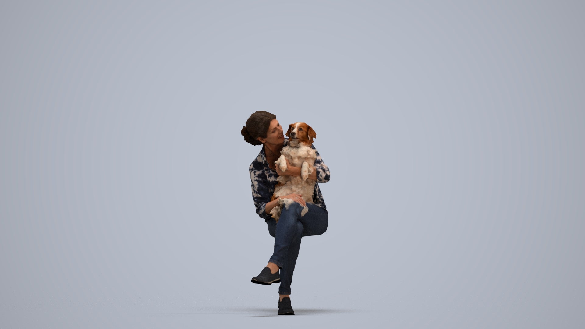 realistic 3D people woman casual sitting, render-ready for V-Ray and Corona, FBX OBJ, standing pose render
