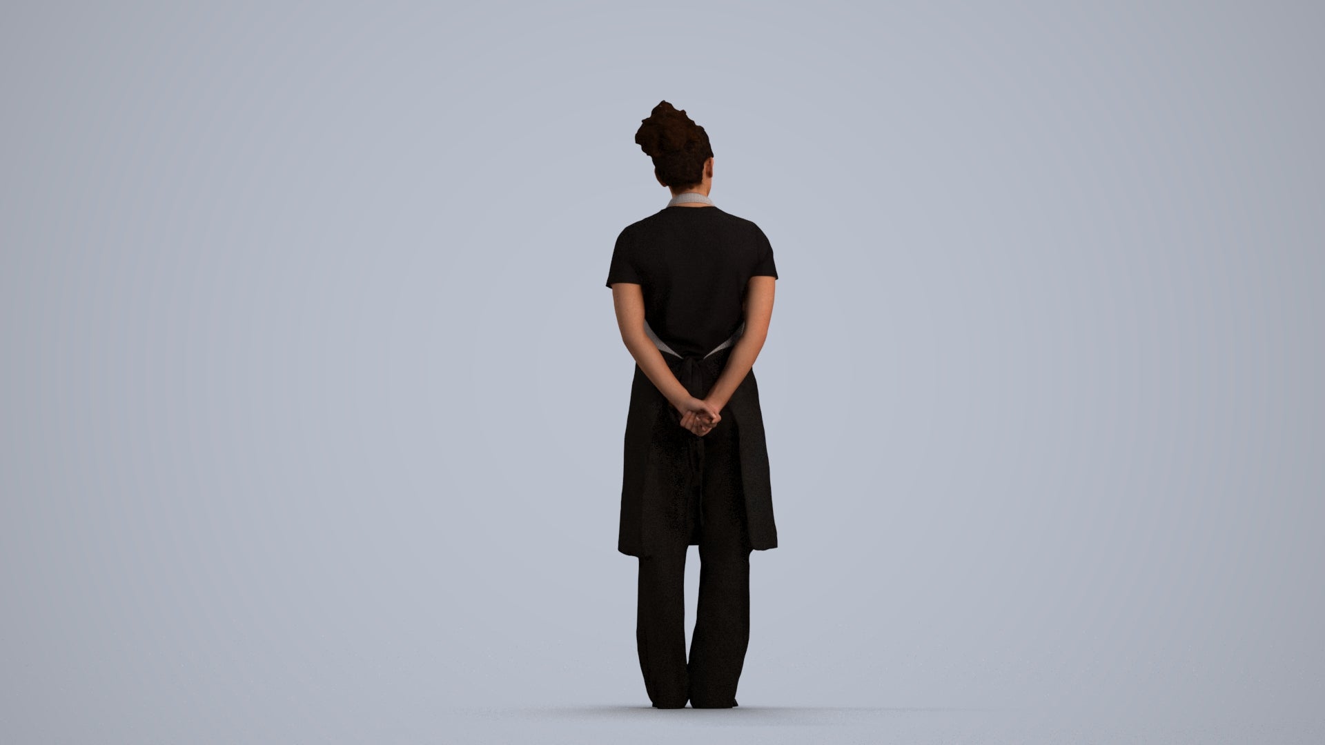 realistic 3D human woman hospitality, archviz people FBX OBJ for Blender, front view render