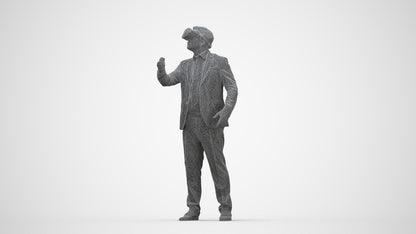 realistic 3D human man business standing, archviz people FBX OBJ for Blender, wireframe back view