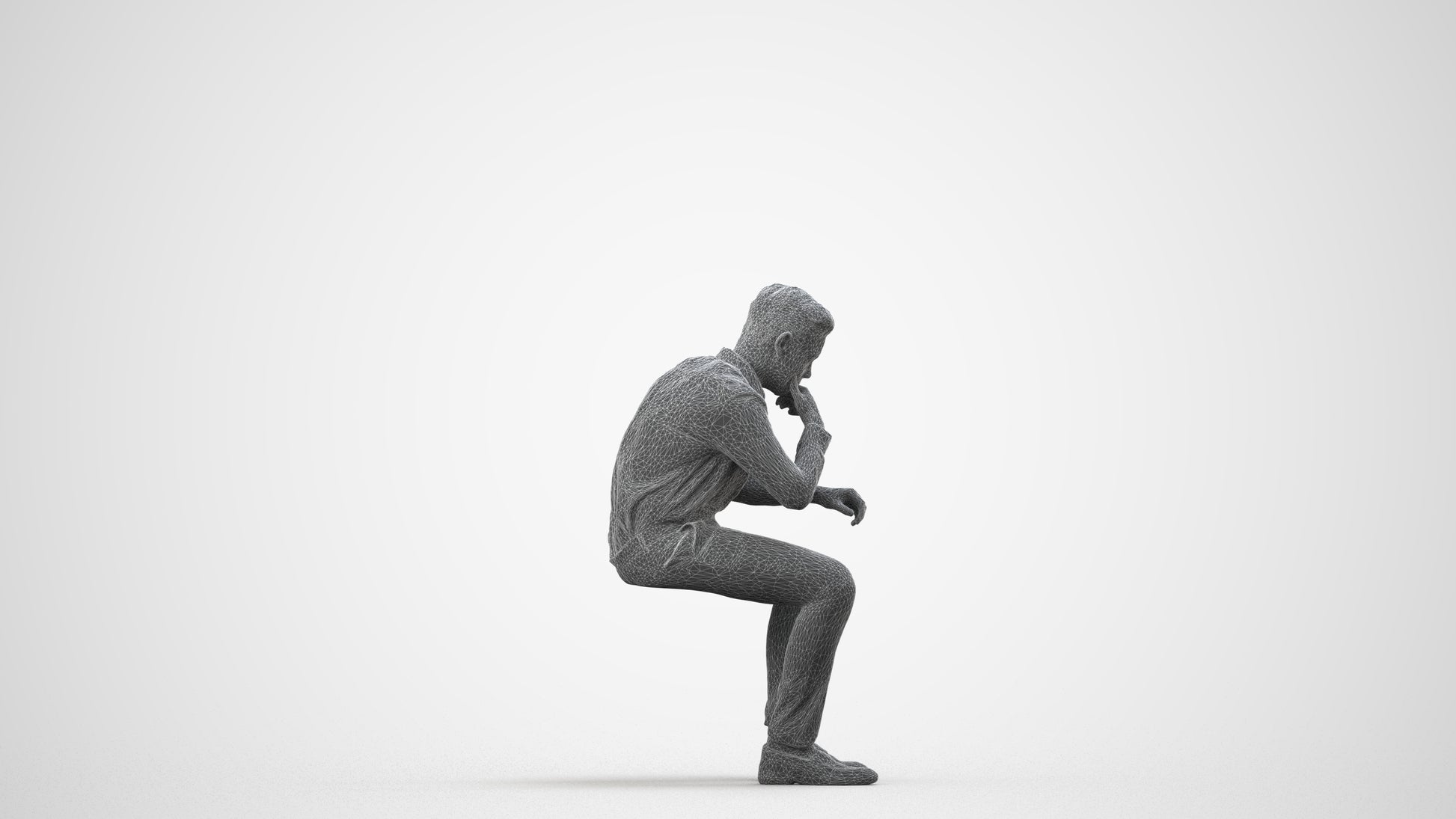 3D scanned boy kids business, photorealistic archviz people for Enscape and SketchUp, wireframe side view