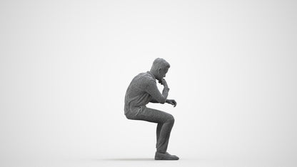 3D scanned boy kids business, photorealistic archviz people for Enscape and SketchUp, wireframe side view