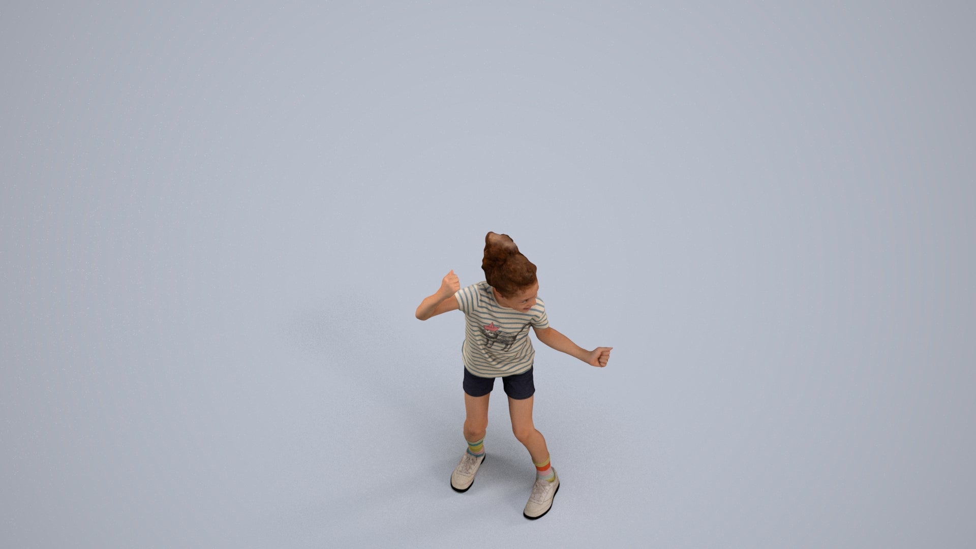 realistic 3D girl casual kids, scanned archviz people for Blender and 3ds Max, back view render