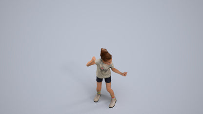 realistic 3D girl casual kids, scanned archviz people for Blender and 3ds Max, back view render
