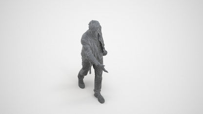 3D human model man casual walking, photogrammetry scanned person for archviz, wireframe three-quarter view