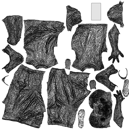 3D people model man casual standing, scanned human for 3ds Max rendering, wireframe top-down view