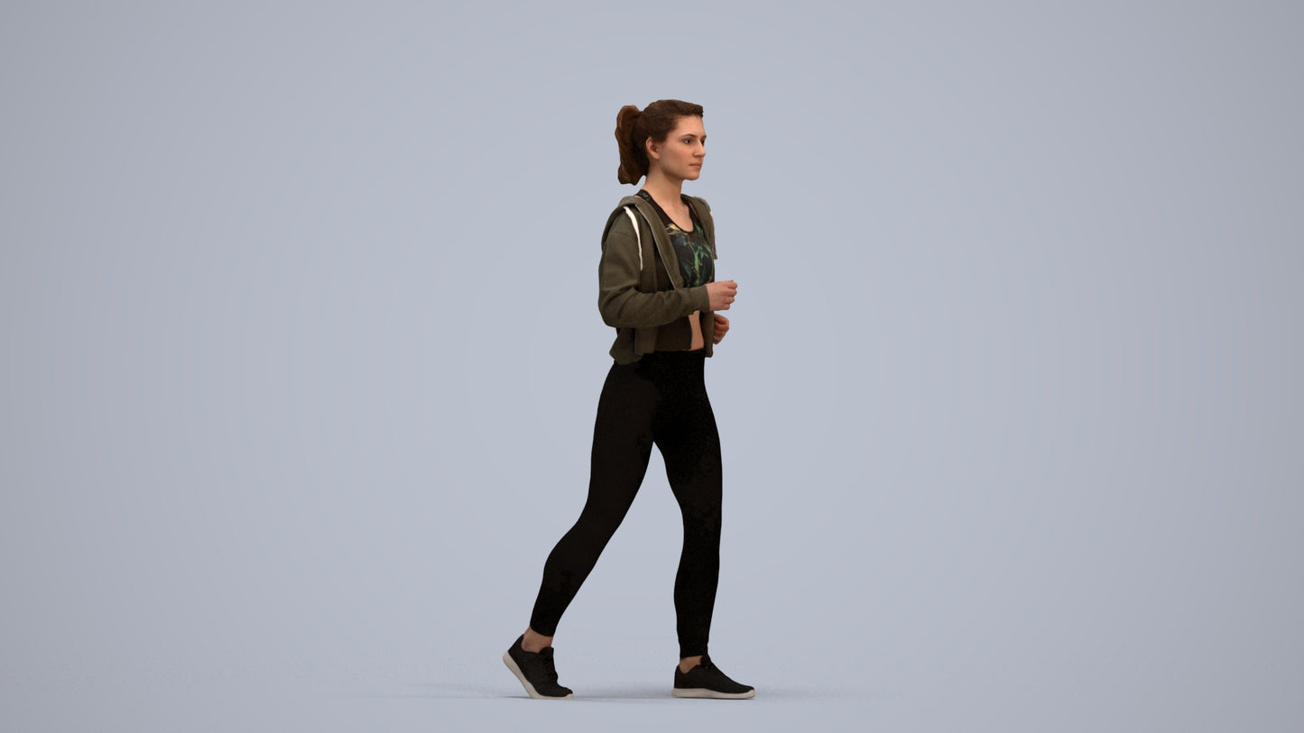3D scanned woman sport, photorealistic archviz people for Enscape and SketchUp, standing pose render